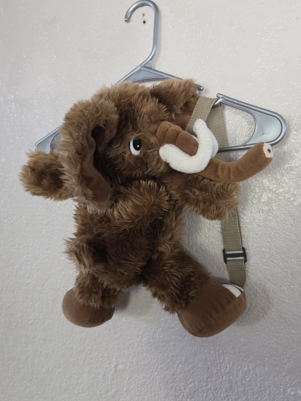 Plush Brown Mammoth Kids Backpack - Soft Stuffed Toy Bag